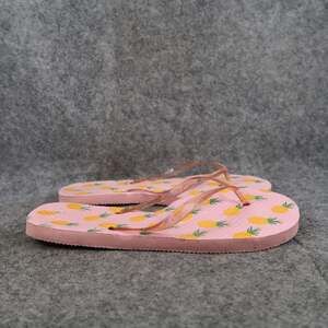 Casual Shoes Womens 7 Sandals Flip Flop Slip On Pineapple Pink Flat Summer Beach